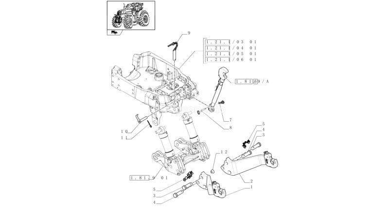 altă componentă a ansamblului de rezervă Cięgło dolne 87731098 pentru tractor cu roţi New Holland T6010